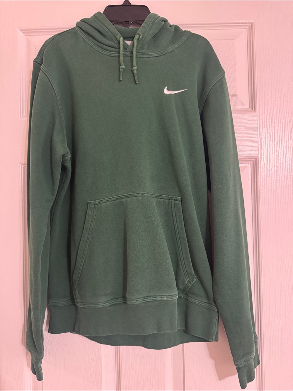 Nike Men's Forest Green Crewneck Hoodie with White Swoosh